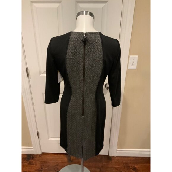 Tahari Arthur S. Levine Black & Gray Houndstooth Studded Dress, Size 4 - Picture 5 of 7